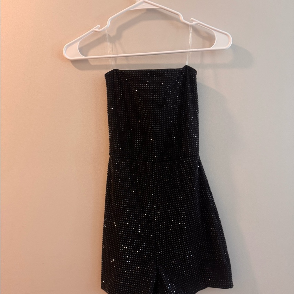 Windsor Black Strapless Sequin Romper